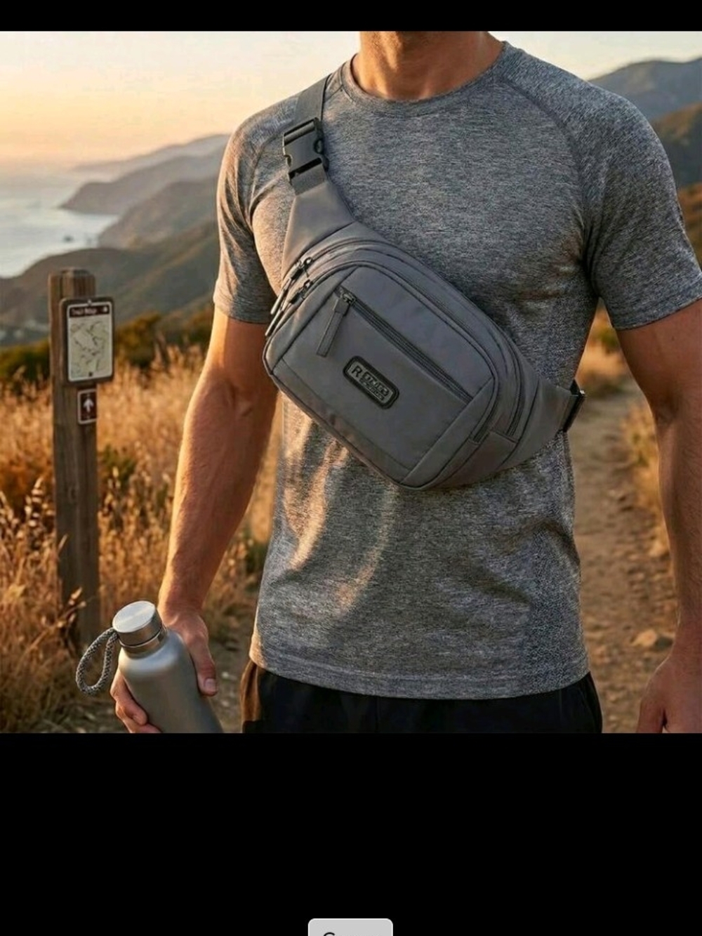 Gray Men's Crossbody Sling Bag - Unbranded